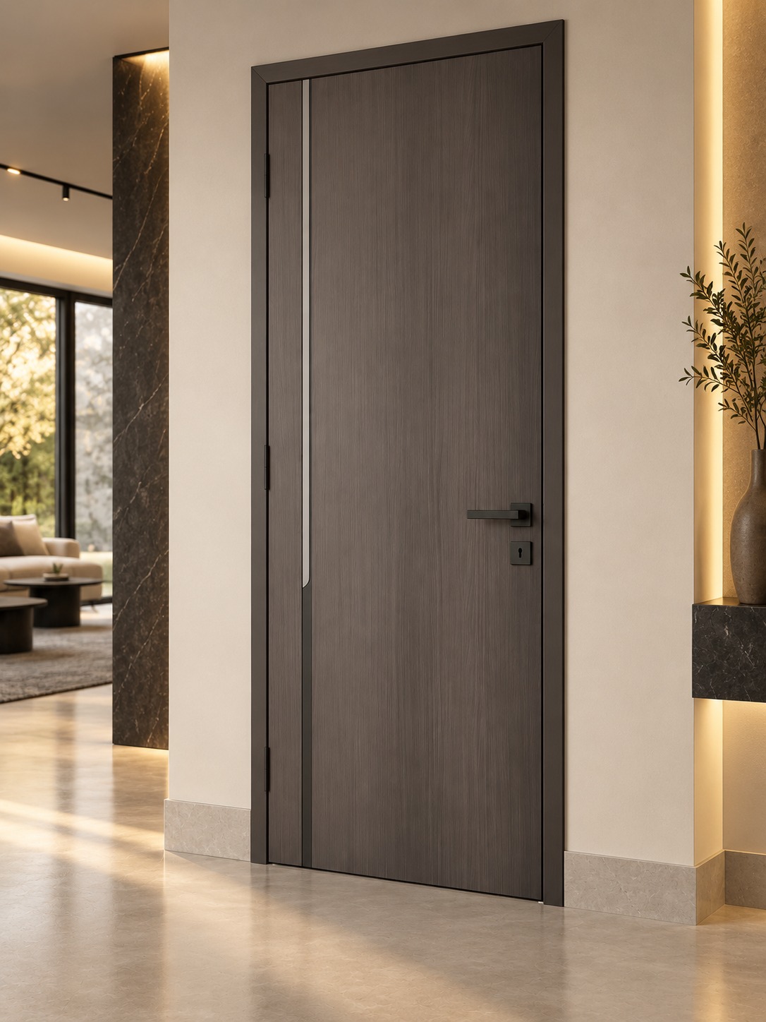 Charcoal entrance door