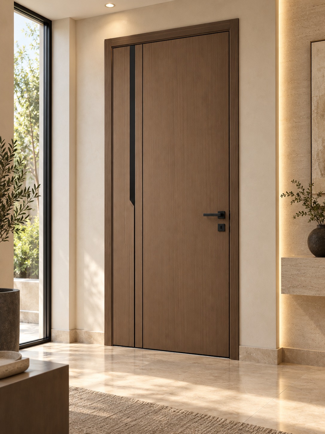 Walnut installed door