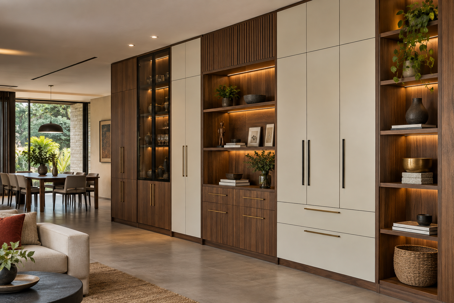 Custom Houseman cabinets in a warm contemporary interior
