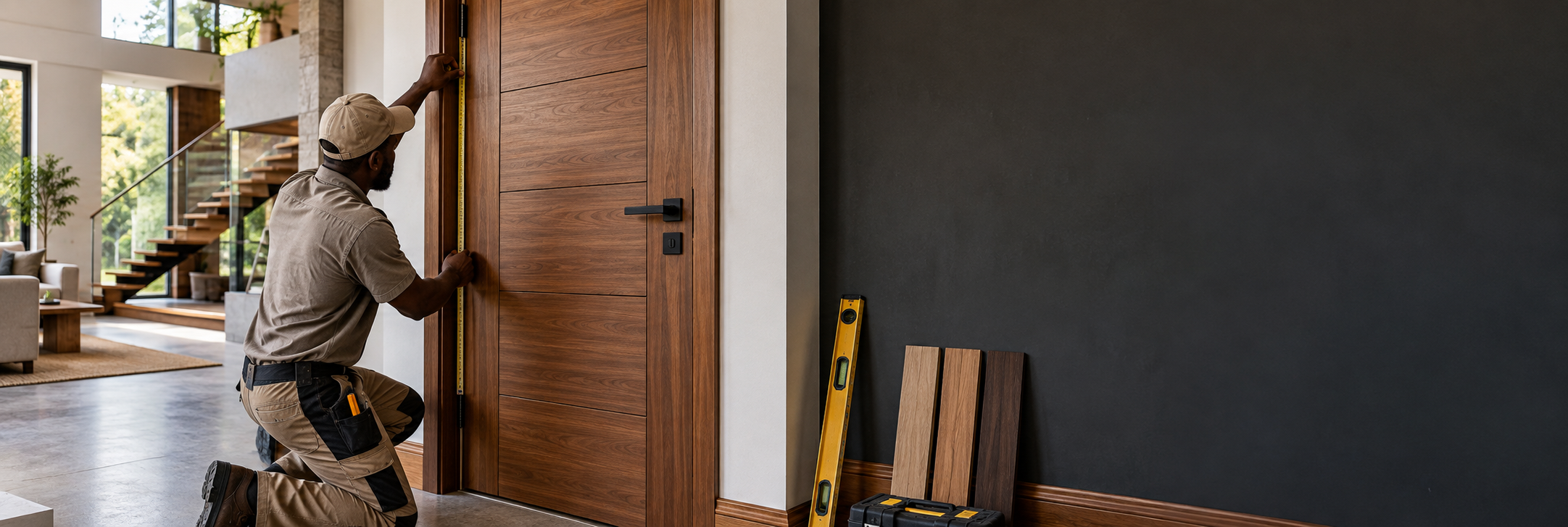 Charcoal Houseman door and installation detail